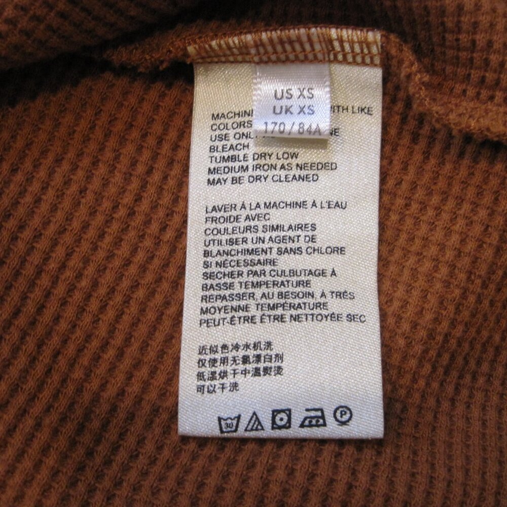Anthropologie Maeve Eliza Henley Babydoll Tunic Size XS Burnt Orange Waffleknit - Picture 7 of 8